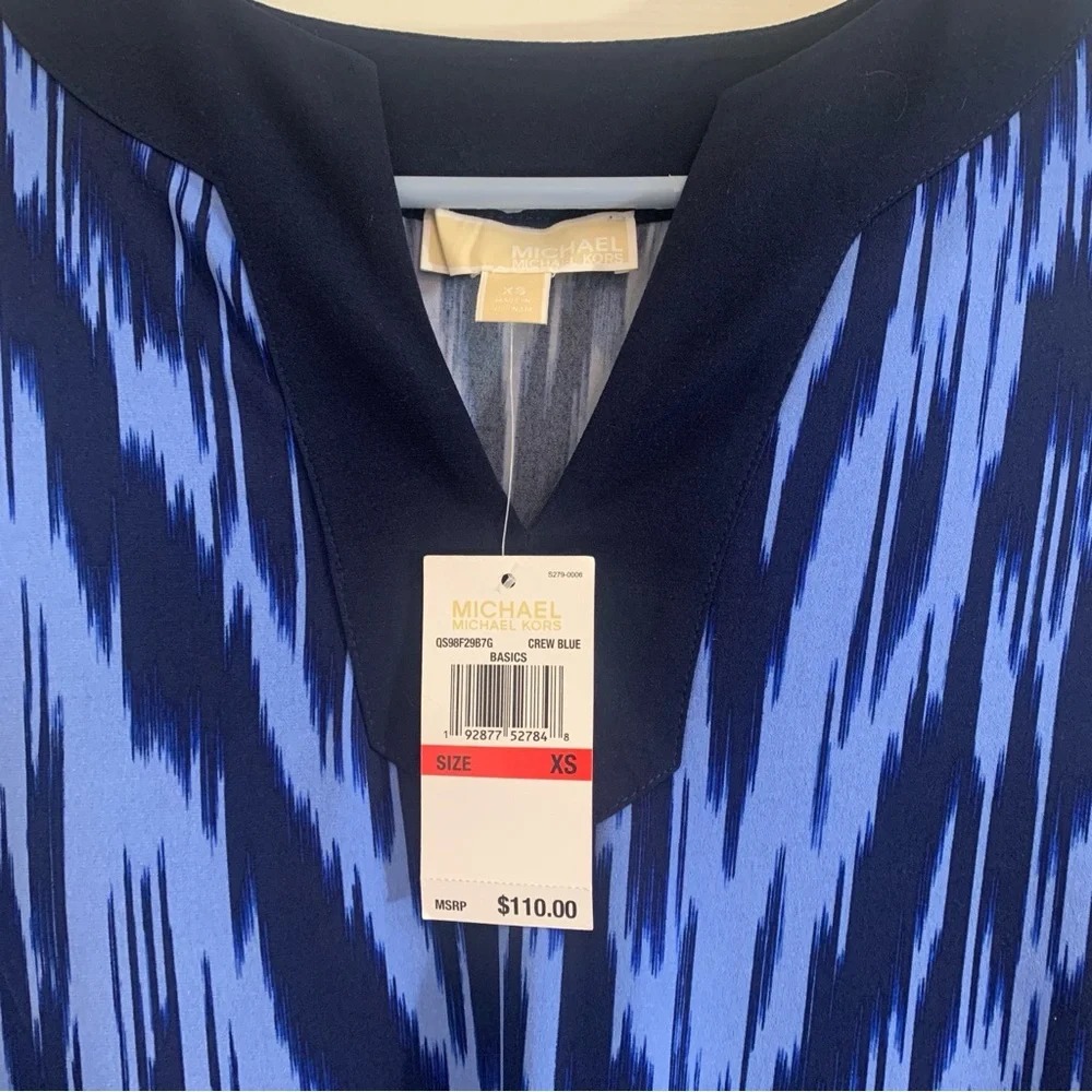 Michael Kors Crew Blue Kimono sleeves MIDI Dress XSmall